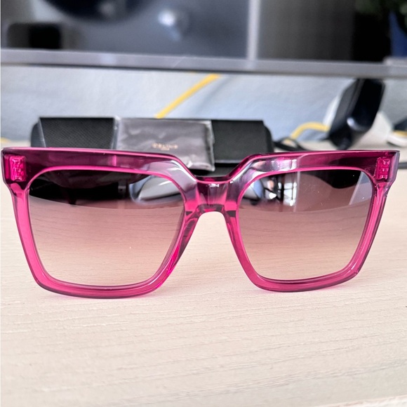 NEW🚨Celine Bold 3 Dots 55MM Oversized Square Sunglasses Shiny Violet/Gradient - Picture 10 of 16